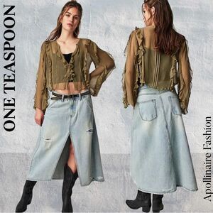 One Teaspoon Mrs Carter Denim Skirt in Kansas Blue Size 26 NWT